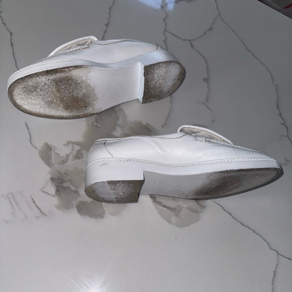 Authentic White Chanel Interlocking CC Logo Leather Loafers - Picture 8 of 8